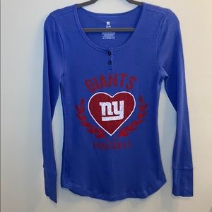 NFL NY Giants Long Sleeve Thermal Henley Blue Sz M